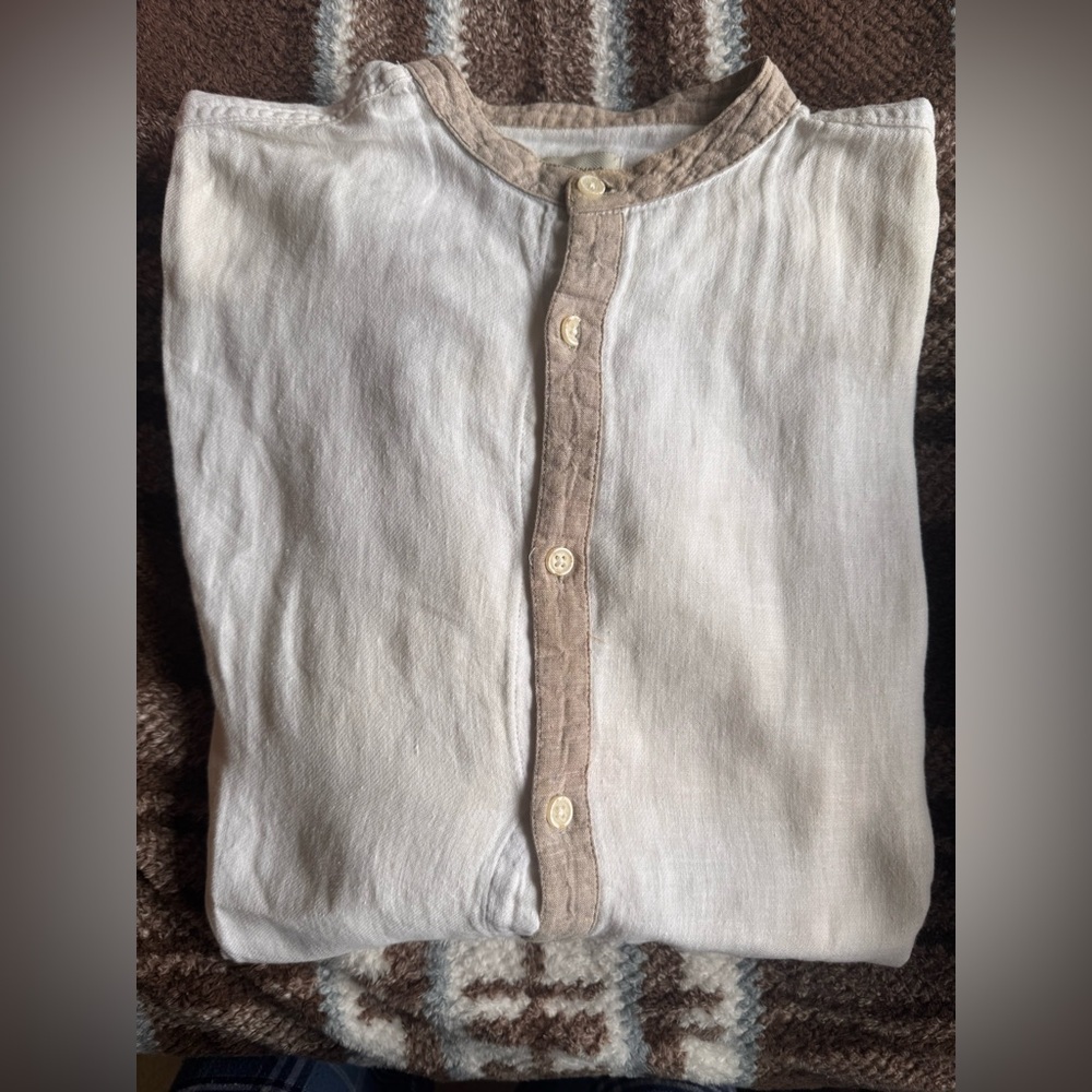 H&M White and Tan Dress Shirt